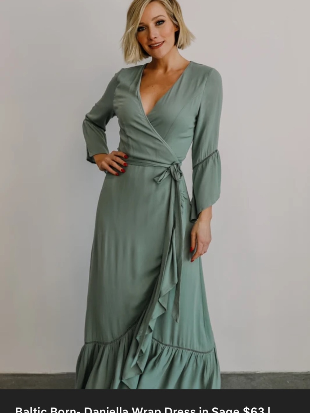 Baltic Born Danielle Sage Wrap Maxi Dress - Womens Medium